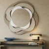 Specchi Da Parete-Selezionato da Mazzolaluce Specchio da parete rotondo design onde beige sabbia bianco 83x80