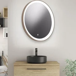 Specchi Da Parete-Vivida International Specchio da parete rotondo sabbia vivida lifering led 25w 3000k per camera da letto