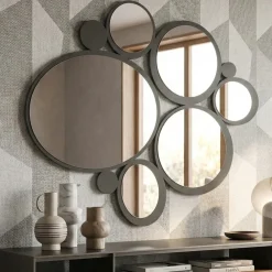 Specchi Da Parete-Selezionato da Mazzolaluce Specchio da parete 90x79 moderno per soggiorno colore fango