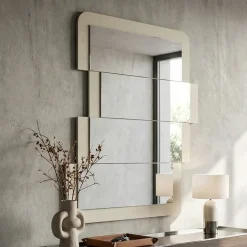 Specchi Da Parete-Selezionato da Mazzolaluce Specchio da parete zig zag avorio design moderno 63x82