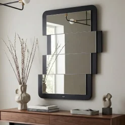 Specchi Da Parete-Selezionato da Mazzolaluce Specchio nero da parete design moderno 63x82 zig zag