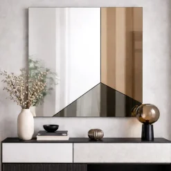 Specchi Da Parete-Selezionato da Mazzolaluce Specchio quadrato da parete 80cm design moderno fume-bronzo