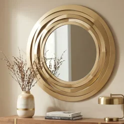 Specchi Da Parete-Selezionato da Mazzolaluce Specchio rotondo da parete design moderno metallo oro 90cm