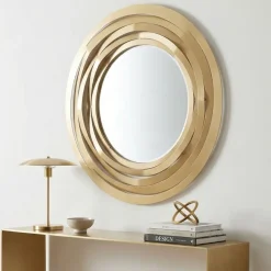 Specchi Da Parete-Selezionato da Mazzolaluce Specchio rotondo da parete design moderno metallo oro 90cm