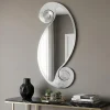 Specchi Da Parete-Selezionato da Mazzolaluce Specchio verticale 63x130 contemporaneo foglia argento per ingresso