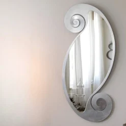 Specchi Da Parete-Selezionato da Mazzolaluce Specchio verticale 63x130 contemporaneo foglia argento per ingresso
