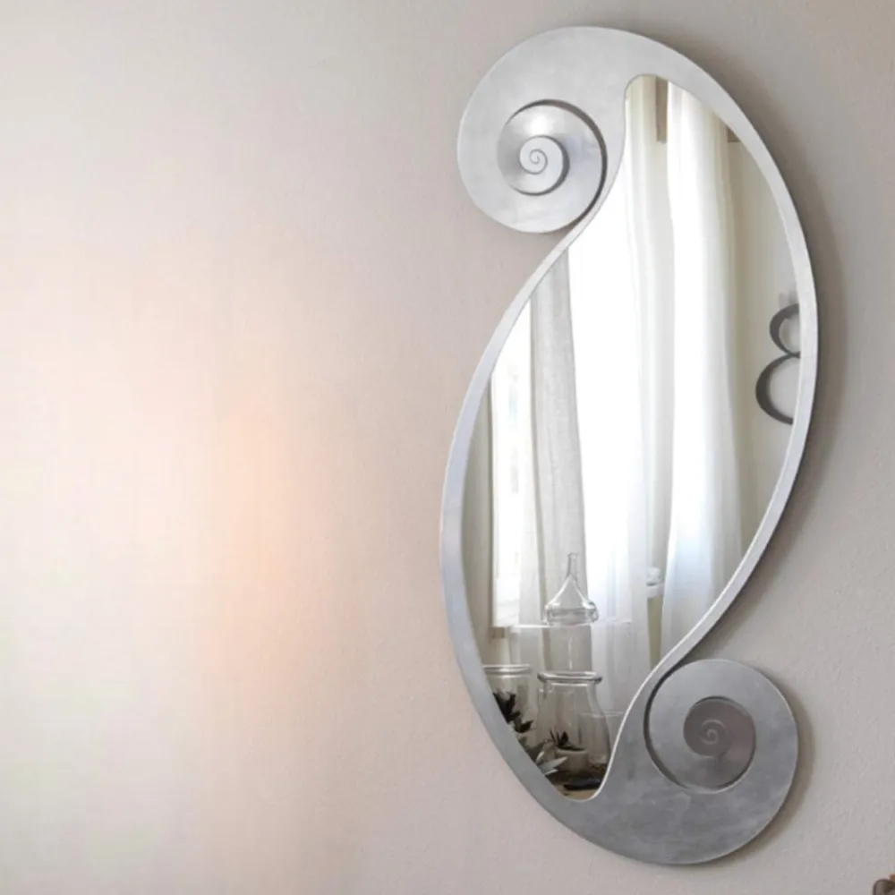 Specchi Da Parete-Selezionato da Mazzolaluce Specchio verticale 63x130 contemporaneo foglia argento per ingresso