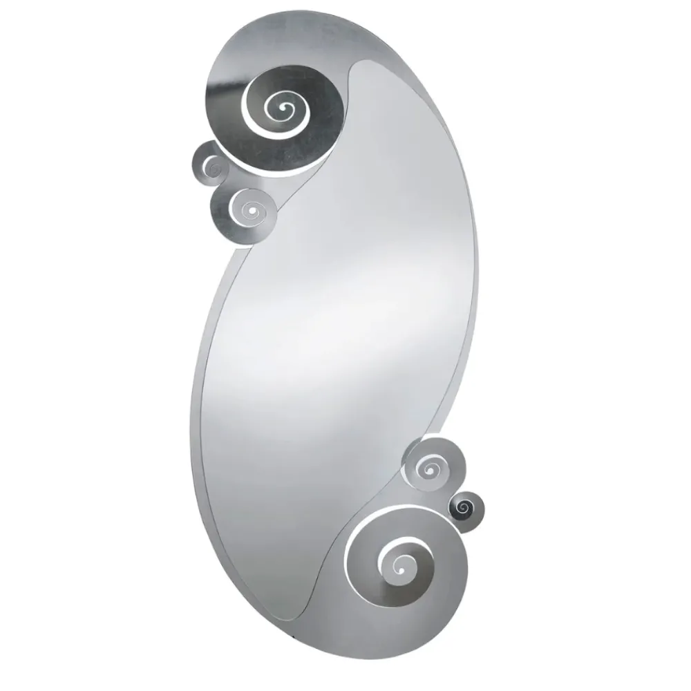 Specchi Da Parete-Selezionato da Mazzolaluce Specchio verticale 63x130 contemporaneo foglia argento per ingresso