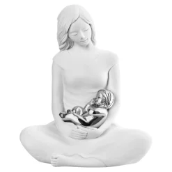 Soprammobili Moderni-Bongelli Preziosi Statuina maternita seduta bimbo argento h26