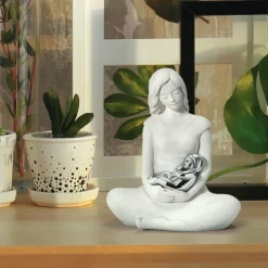 Soprammobili Moderni-Bongelli Preziosi Statuina maternita seduta bimbo argento h26