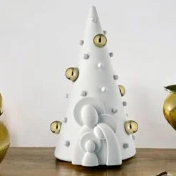 Presepi Di Natale-Bongelli Preziosi Statuina presepe albero di natale h30 bianco oro