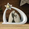 Presepi Di Natale-Bongelli Preziosi Statuina presepe moderno bianco oro nocciola h13