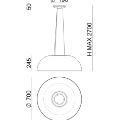 Lampadari Cucina-Linea Light Stilnovo lampadario demi da cucina moderna cupola 70cm led 33w 3000k