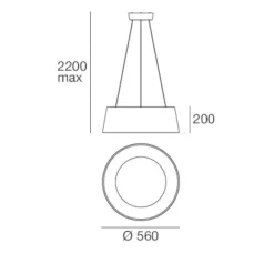 Lampadari Moderni-Stilnovo oxygen lampadario led 36w 3000k per salotto moderno