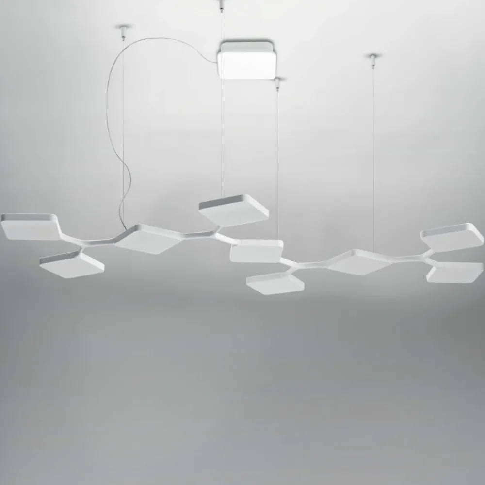 Lampadari Moderni-Stilnovo quad lampadario led 91w bianco design moderno per ufficio