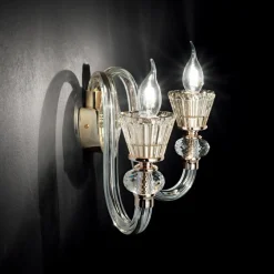 Applique Da Parete-Ideal Lux Strauss ap2 applique in cristallo trasparente ambra e oro