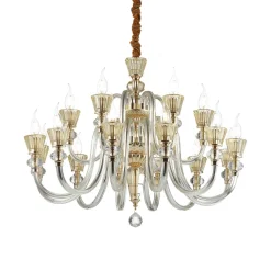 Lampadari Moderni-Ideal Lux Strauss sp18 lampadario cristallo 18 bracci trasparente