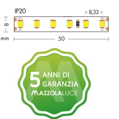 Strisce Led-Selezionato da Mazzolaluce Striscia led bobina 5 metri 9.6w mt 3000k 24v ip20 fp