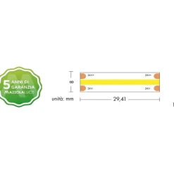 Strisce Led-Selezionato da Mazzolaluce Striscia led cob 3000k 11,2w-mt 24vdc bobina 5mt cri90