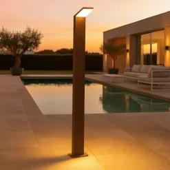 Lampioni Da Giardino-Ideal Lux Style pt h100 3000k lampione led da giardino marrone