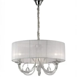 Lampadario Camera Da Letto-Ideal Lux Swan sp3 lampadario stanza da letto tessuto bianco cristallo