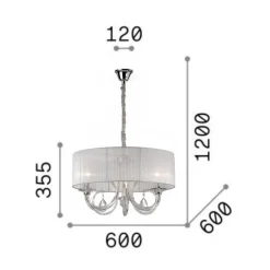 Lampadario Camera Da Letto-Ideal Lux Swan sp3 lampadario stanza da letto tessuto bianco cristallo