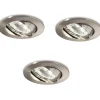 Faretti Da Incasso-Ideal Lux Swing fi box 3 faretti da incasso per controsoffitto orientabile nickel tondo