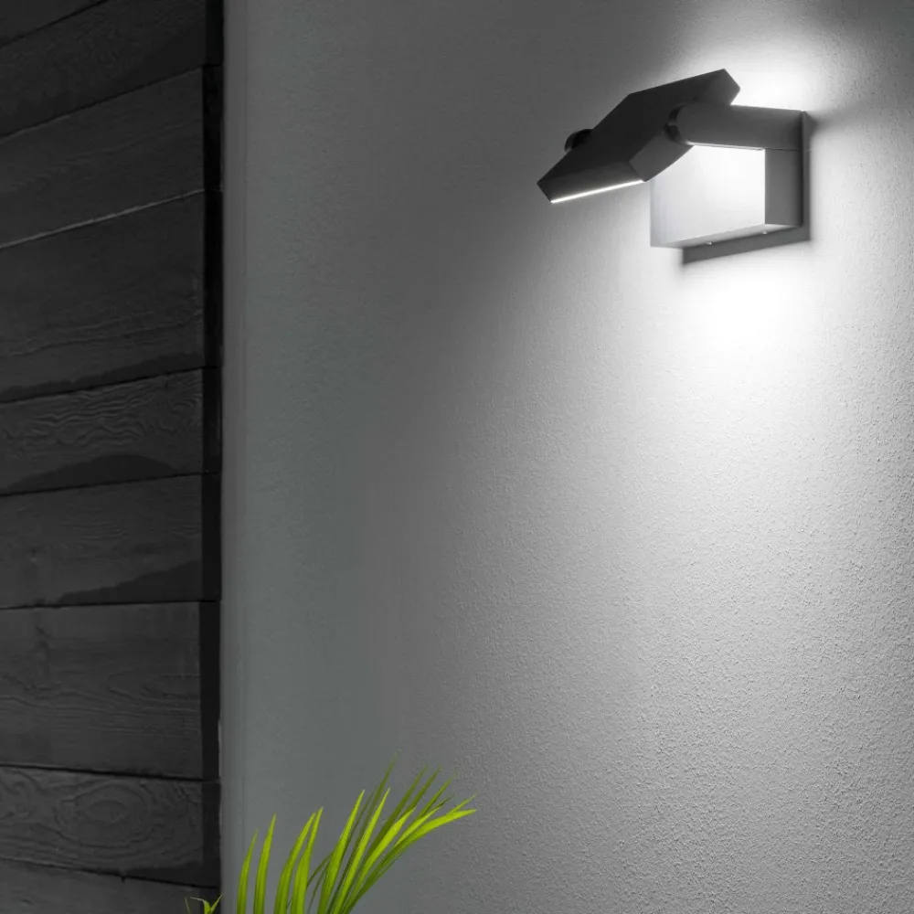 Applique Da Esterno-Ideal Lux Swipe ap applique da esterno orientabile 20w 3000k grigio chiaro