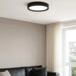 Plafoniere Moderne-Linea Light Tara plafoniera tonda led 3000k nero ip40