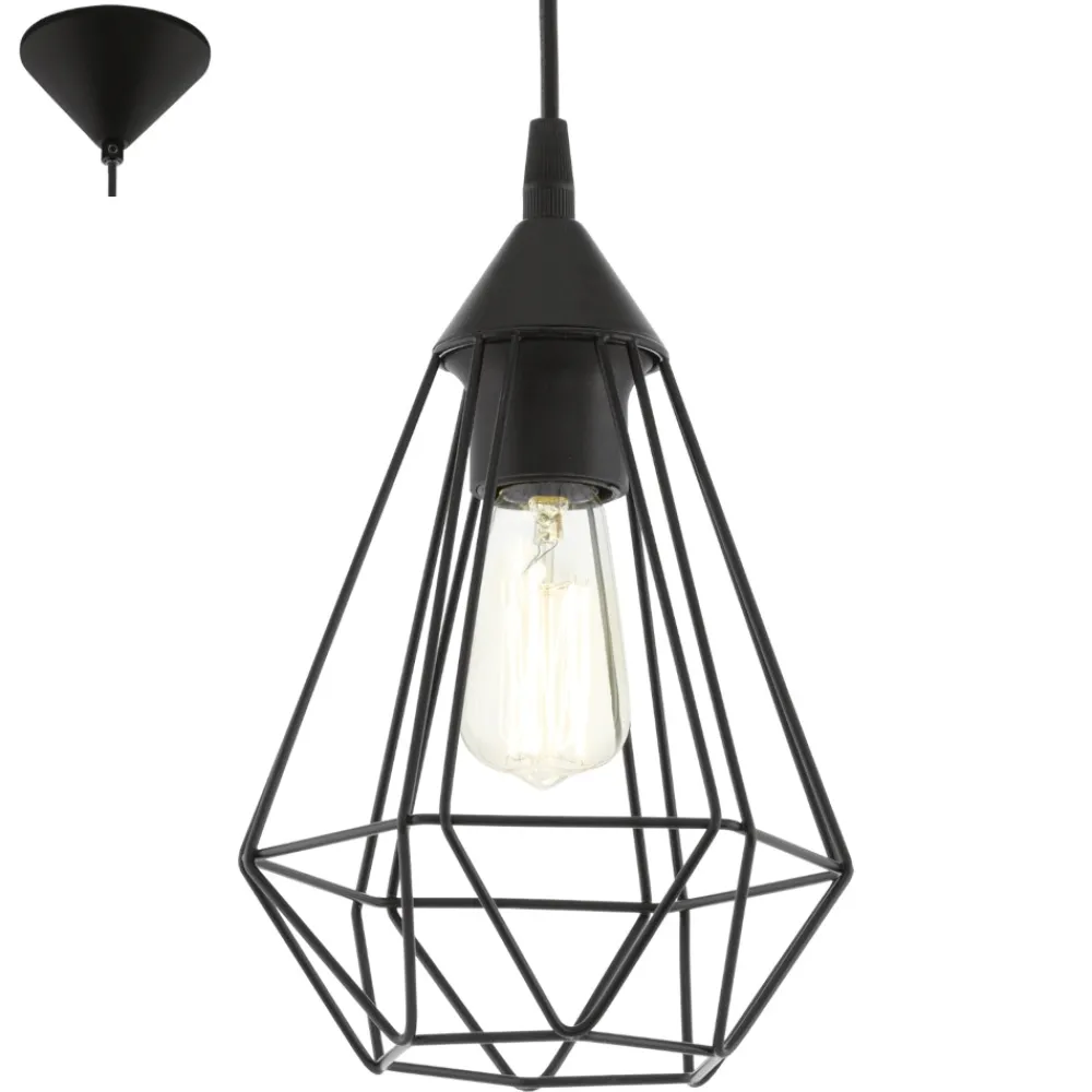Lampade A Sospensione-Eglo Tarbes lampada a sospensione metallo nera
