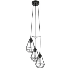 Lampadari Moderni-Eglo Tarbes lampadario nero 3 luci per soggiorno