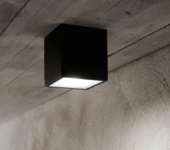 Faretti Da Esterno-Ideal Lux Techo pl1 big faretto da esterno ip54 cubo nero