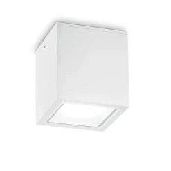 Faretti Da Esterno-Ideal Lux Techo pl1 big faretto da esterno ip54 cubo bianco per soffitto