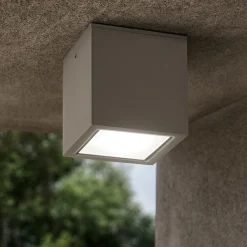 Faretti Da Esterno-Ideal Lux Techo pl1 small faretto a soffitto da esterno girgio