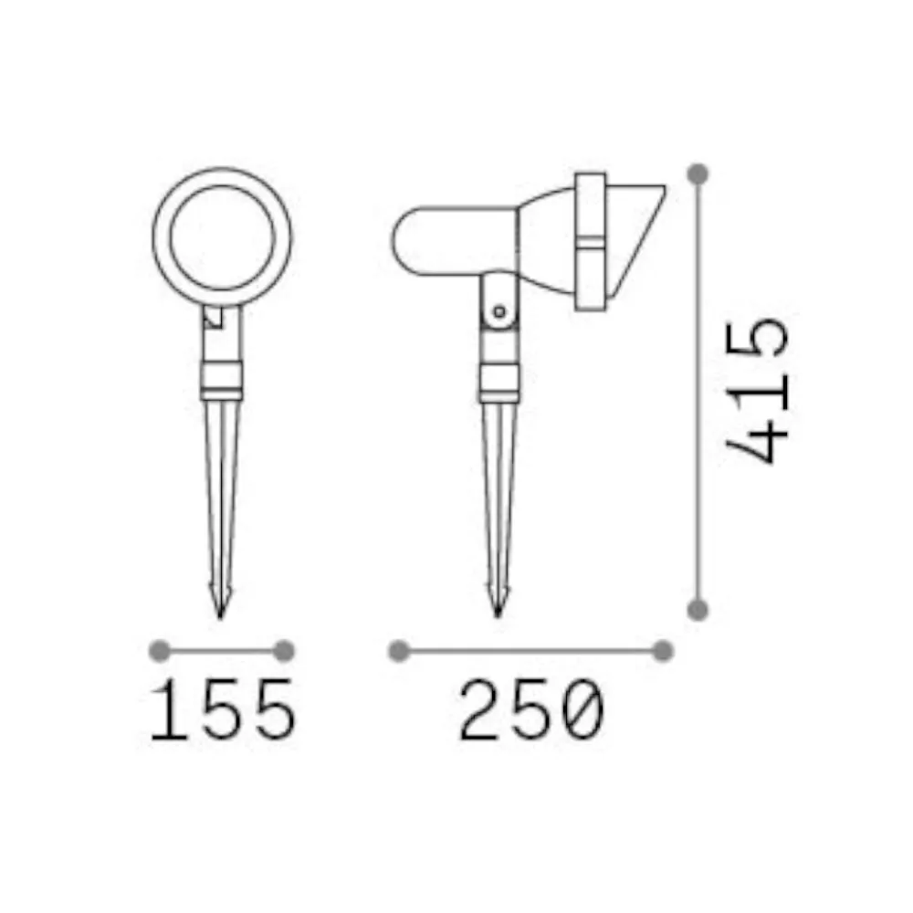 Faretti Da Esterno-Ideal Lux Terra pr1 big faretto con picchetto da esterno marrone orientabile e27 ip65
