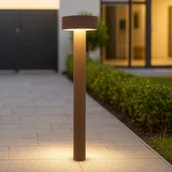 Lampioni Da Giardino-Ideal Lux Tesla pt4 h80 lampione da esterno giardino ip44 marrone moderno
