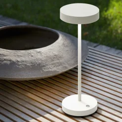 Lampade Da Tavolino Esterno-Ideal Lux Toffee tl lampada da tavolo ip54 bianco led 3000k portatile