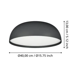 Plafoniere Moderne-Eglo Tollos z plafoniera moderna smart nera led rgb da 2700k a 6500k