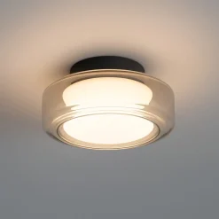 Plafoniere Moderne-Ideal Lux Topico pl d35 plafoniera tonda moderna vetro led 3000k