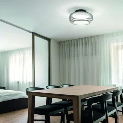 Plafoniere Moderne-Ideal Lux Topico pl d35 plafoniera tonda moderna vetro led 3000k