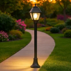 Lampioni Da Giardino-Top Light alba lampione nero per giardino moderno 100cm ip55
