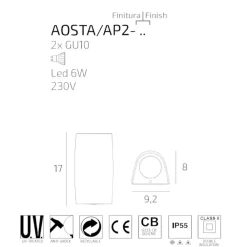Applique Da Esterno-Top Light applique aosta bianca da esterno bi emissione ip55