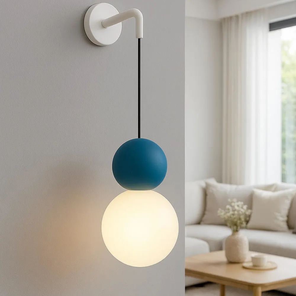 Applique Da Parete-Top Light applique da parete cottage pendente moderna sfere vetro bianco e blu