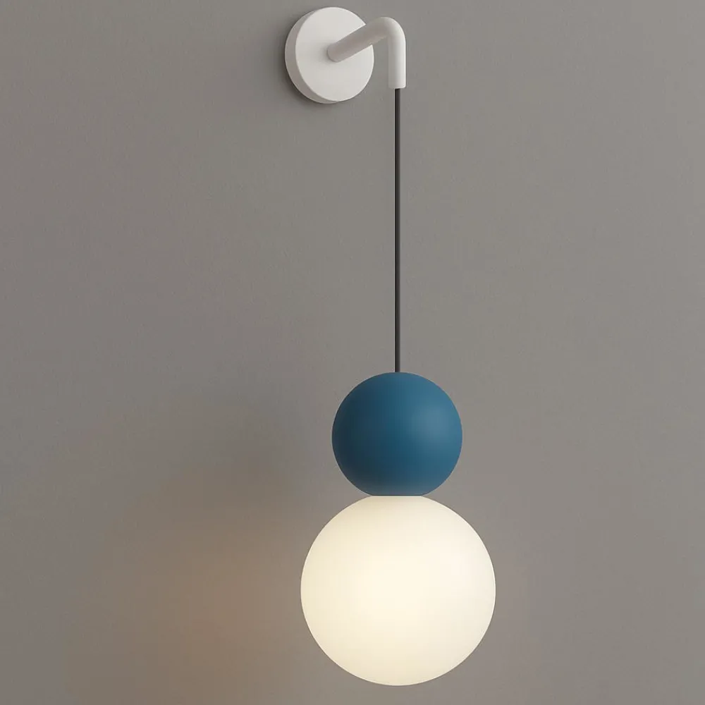 Applique Da Parete-Top Light applique da parete cottage pendente moderna sfere vetro bianco e blu