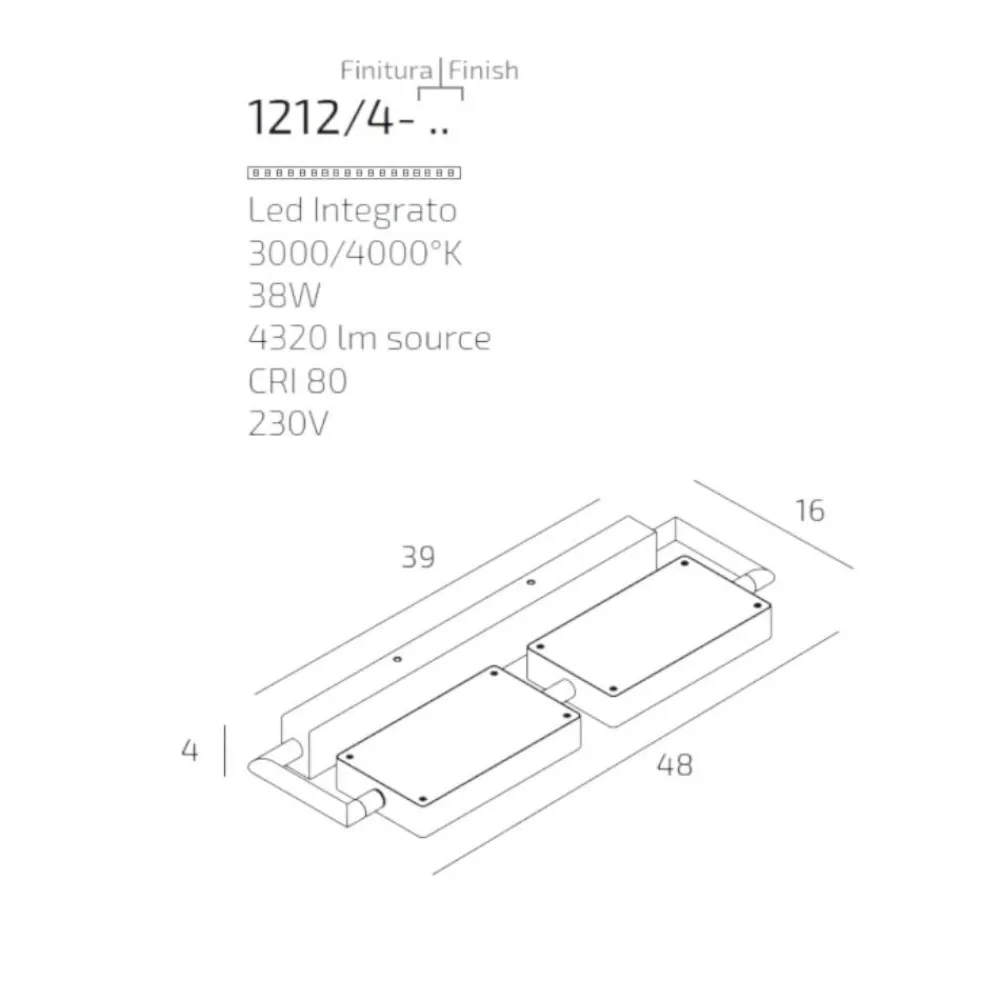 Applique Da Parete-Top Light Toplight applique sabbia 2 luci orientabili led 38w 3000k 4000k