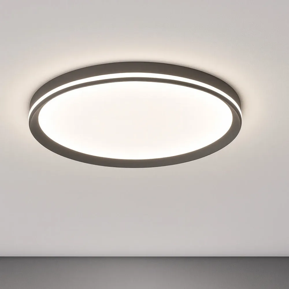 Plafoniere Moderne-Top Light area plafoniera moderna rotonda antracite led 44w cct per cucina