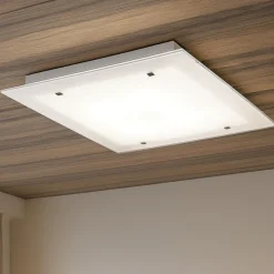 Plafoniere Moderne-Top Light Toplight brick plafoniera per camera da letto quadrata in vetro bianco