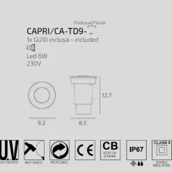 Faretti Da Esterno-Top Light capri faretto da esterno incasso pavimento grigio calpestabile anti corrosione