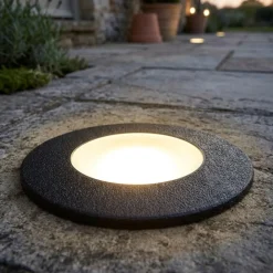 Faretti Da Esterno-Top Light capri faretto da esterno per incasso a pavimento calpestabile rotondo nero