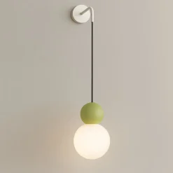 Applique Da Parete-Top Light cottage applique moderna pendente da soggiorno sfera vetro bianco e verde